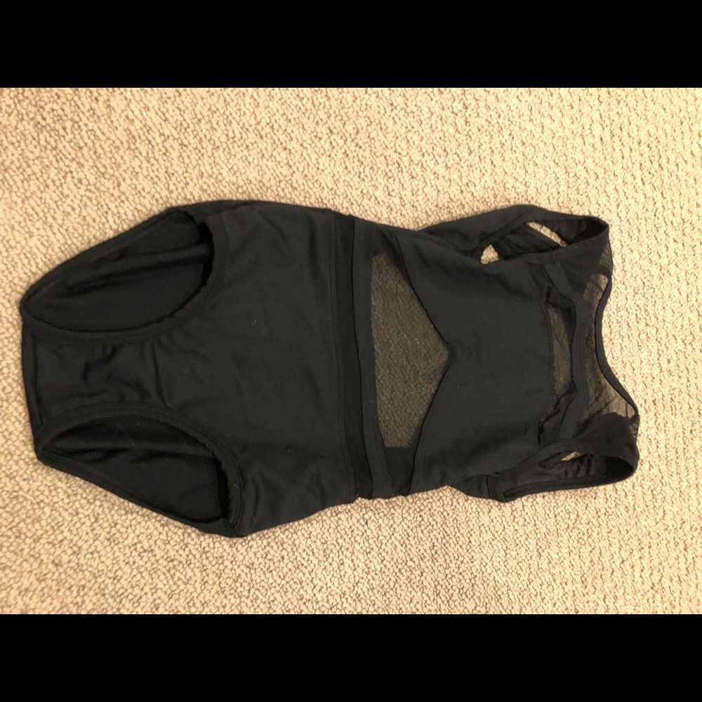 black geo dance leotard